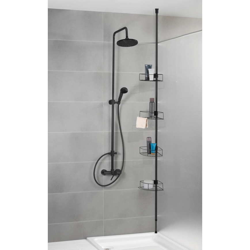 WENKO 24568100-Kutna polica DOLCEDO 31x230 cm nehrđajući čelik/crna