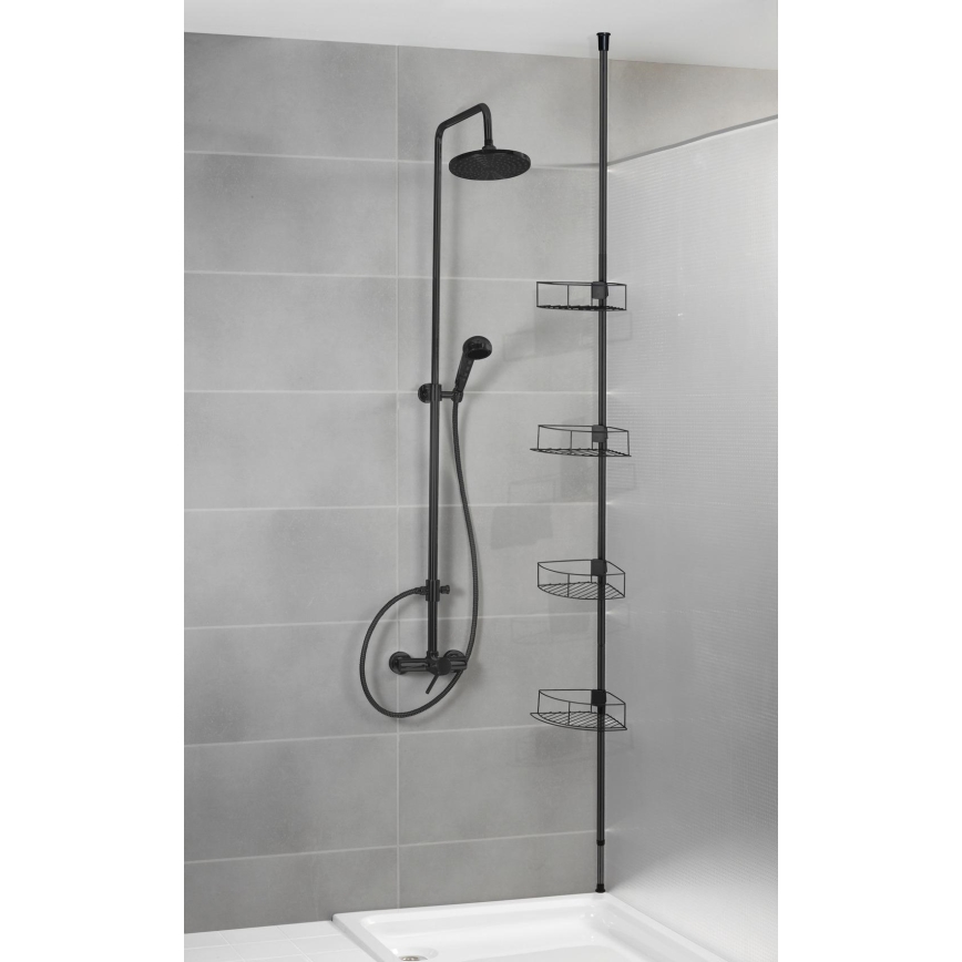 WENKO 24568100-Kutna polica DOLCEDO 31x230 cm nehrđajući čelik/crna