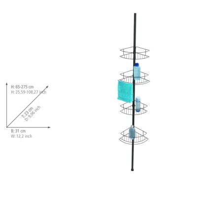WENKO 24568100-Kutna polica DOLCEDO 31x230 cm nehrđajući čelik/crna