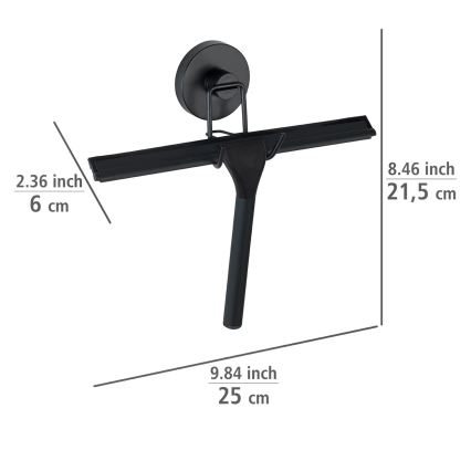 WENKO 24731100 - Strugač za tuš-kabinu VACUUM-LOC okrugli, 24,5 x 25 cm, crni