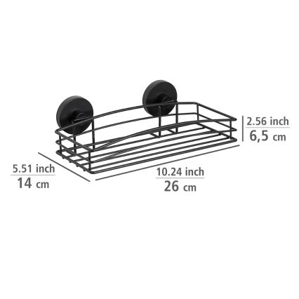 WENKO 24732100-Polica VACUUM-LOC RUND SCHW 26x14 cm crna