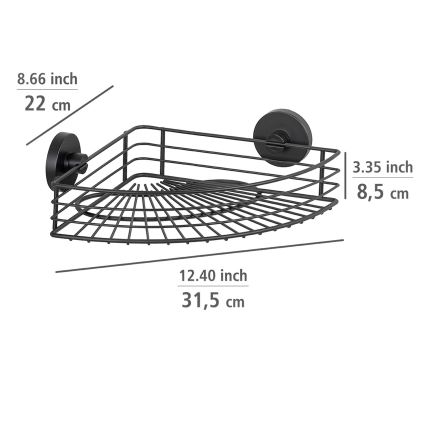 WENKO 24735100-Polica VACUUM-LOC RUND SCHW 35x22,5 cm crna