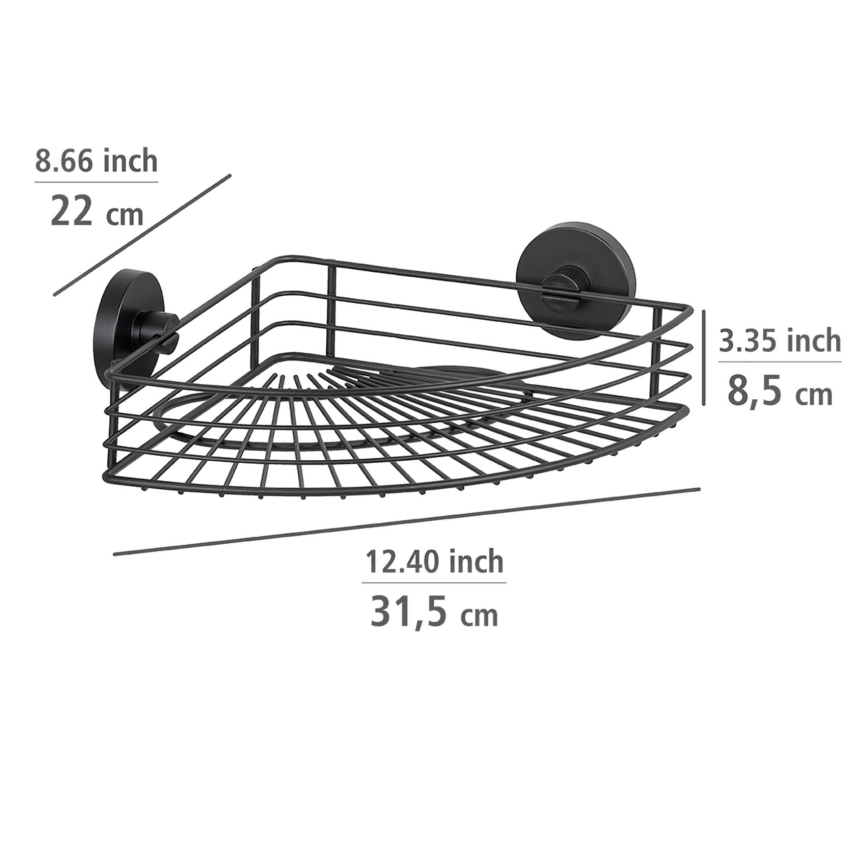 WENKO 24735100-Polica VACUUM-LOC RUND SCHW 35x22,5 cm crna