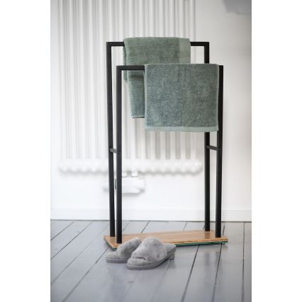 WENKO 24752100 - Držač za ručnike BAMBUSA 46x80 cm crni/smeđi