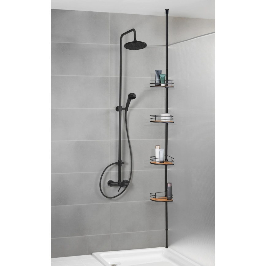 WENKO 24756100-Kutna polica DOLCEDO 31x20 cm nehrđajući čelik/crna/smeđa