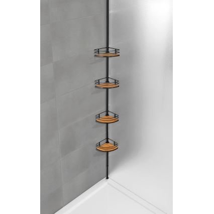 WENKO 24756100-Kutna polica DOLCEDO 31x20 cm nehrđajući čelik/crna/smeđa