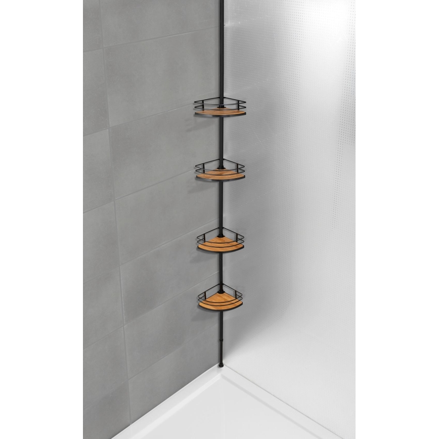 WENKO 24756100-Kutna polica DOLCEDO 31x20 cm nehrđajući čelik/crna/smeđa