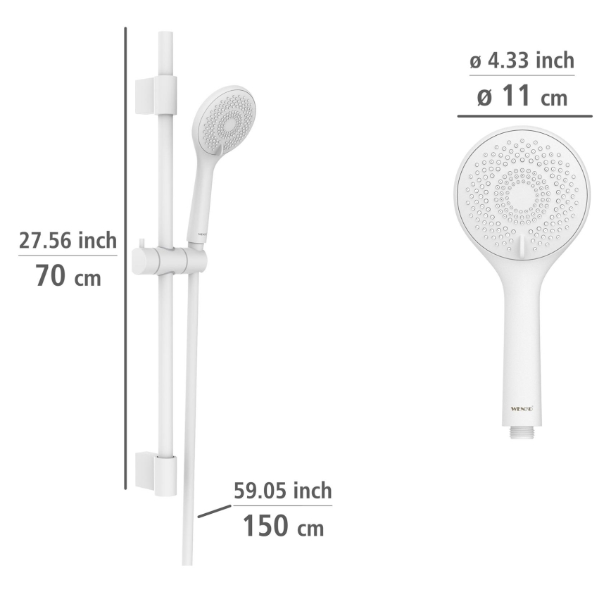 WENKO 24916100 - Set za tuš WATERSAVING SYSTEM 70 cm bijela