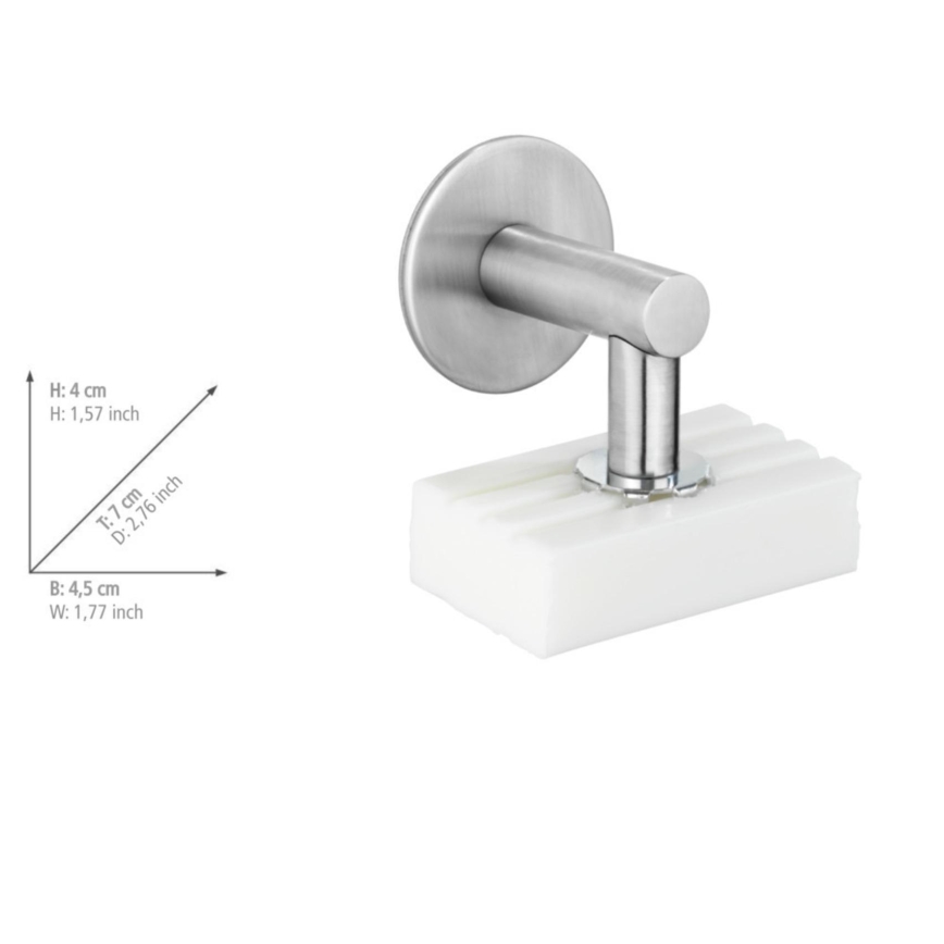 WENKO 24971100-Držač sapuna TURBO-LOC 4,5x7 cm srebrni