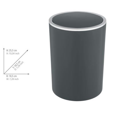 WENKO 25146100 - Koš INCA 18,5x25,5 cm antracit/sjajni krom