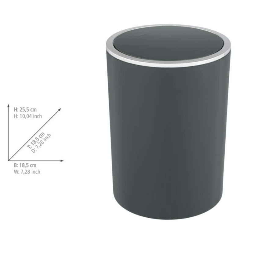 WENKO 25146100 - Koš INCA 18,5x25,5 cm antracit/sjajni krom