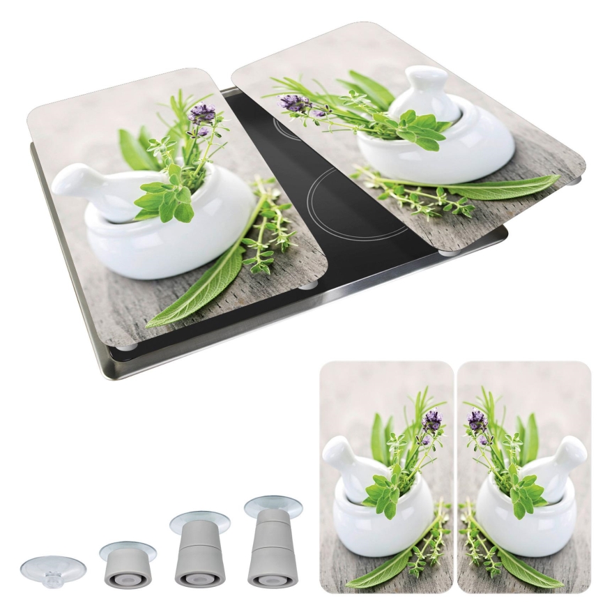 WENKO 2521420100 - Poklopac za kuhalnu ploču 52x30 cm, šaren/siv/proziran