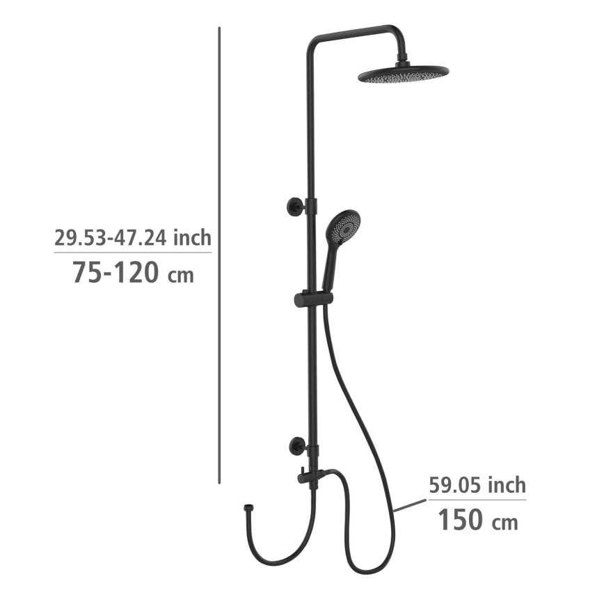 WENKO 25311100 - Set za tuš SUSTAV UŠTEDE VODE 120 cm crni
