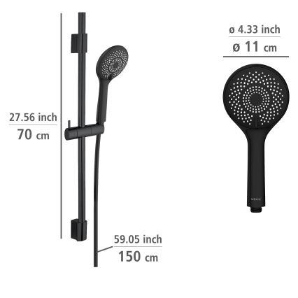 WENKO 25453100 - Set za tuširanje WATERSAVING SYSTEM 70 cm, crni