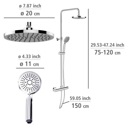 WENKO 25483100 - Tuš sustav WATERSAVING SYSTEM 120 cm sjajni krom