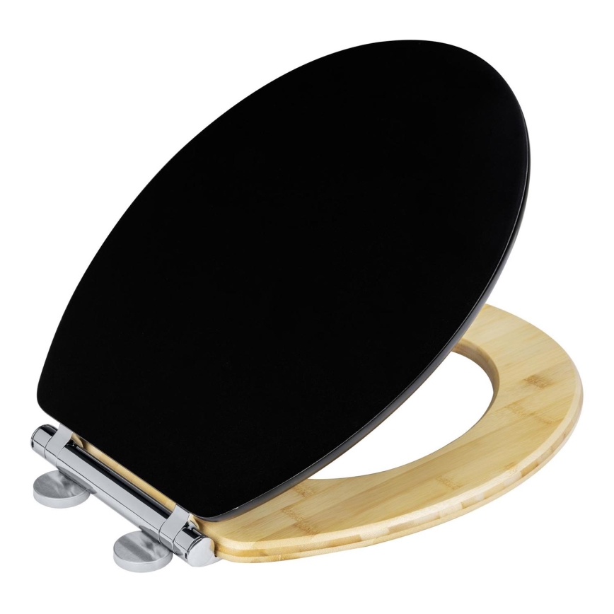 WENKO 25772100 - WC sjedalo BAMBUZA 37 x 44 cm crno/smeđe/sjajni krom