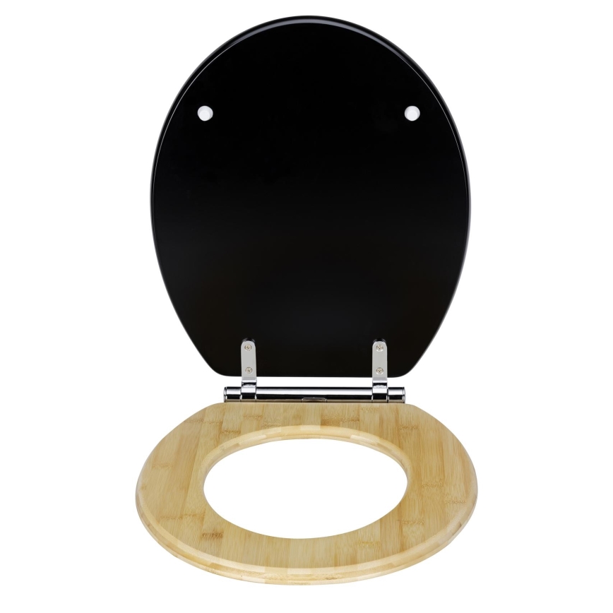 WENKO 25772100 - WC sjedalo BAMBUZA 37 x 44 cm crno/smeđe/sjajni krom