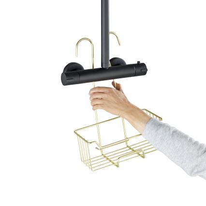 WENKO 25937100 - Koš za tuš MILO 25x36 cm nehrđajući čelik/zlatna/prozirna