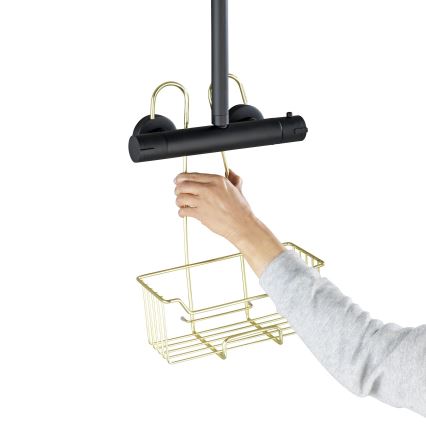 WENKO 25937100 - Koš za tuš MILO 25x36 cm nehrđajući čelik/zlatna/prozirna