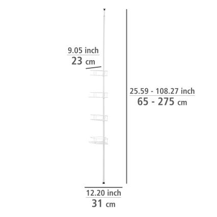 WENKO 26015100 - Kutna polica DOLCEDO 31x230 cm nehrđajući čelik/bijela
