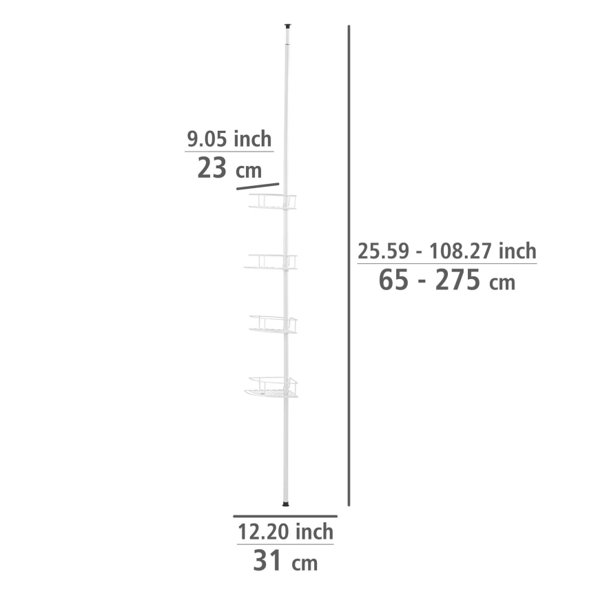 WENKO 26015100 - Kutna polica DOLCEDO 31x230 cm nehrđajući čelik/bijela