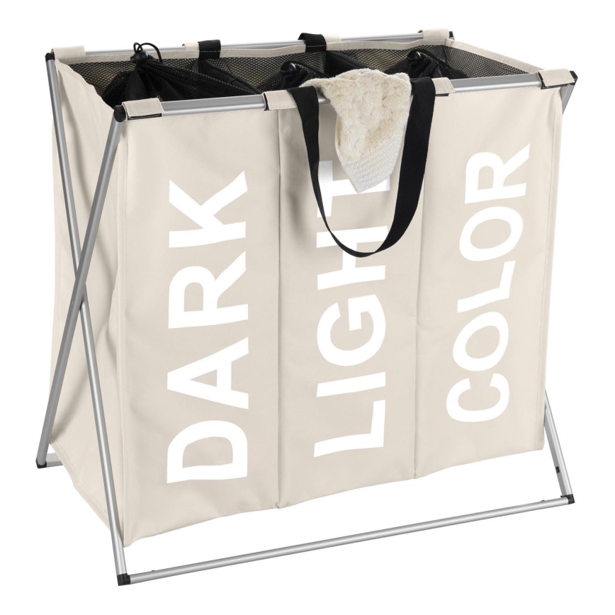 WENKO 3440113100 - Koš za rublje TRIO 63x57 cm bež/crna/srebrna