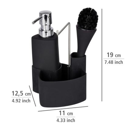 WENKO 3620127800 - Set za pranje EMPIRE 11x19 cm crno/srebrno