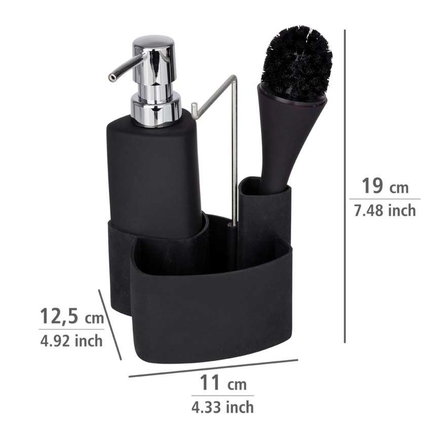 WENKO 3620127800 - Set za pranje EMPIRE 11x19 cm crno/srebrno