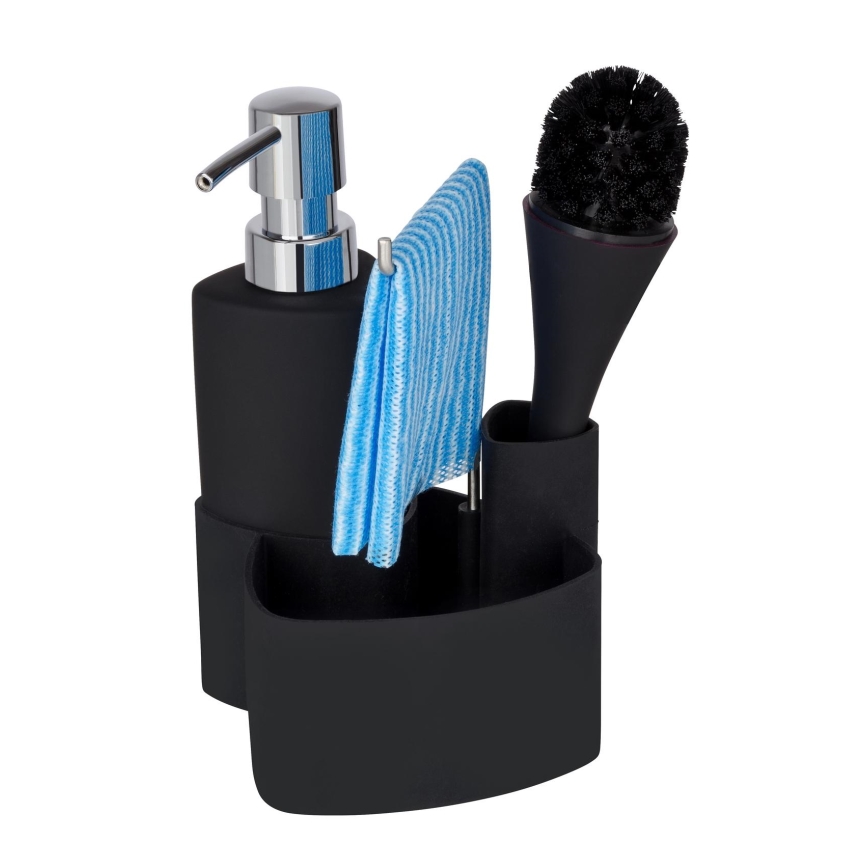 WENKO 3620127800 - Set za pranje EMPIRE 11x19 cm crno/srebrno