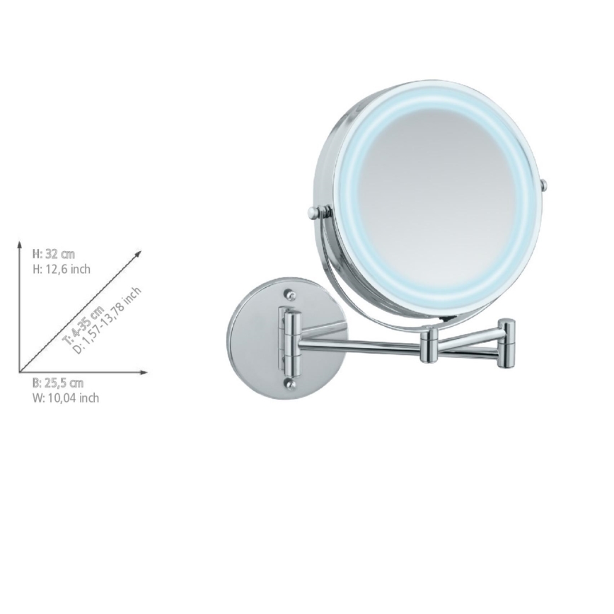 WENKO 3656530100 - Ogledalo POWER-LOC 25,5x32 cm sjajni krom