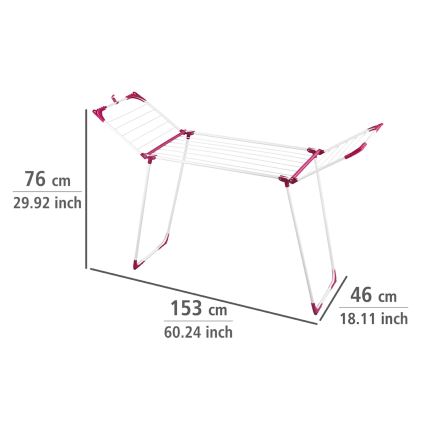 WENKO 3774021100 - Stalak za sušenje rublja SUMMER DRY 153x76 cm bijela/ružičasta