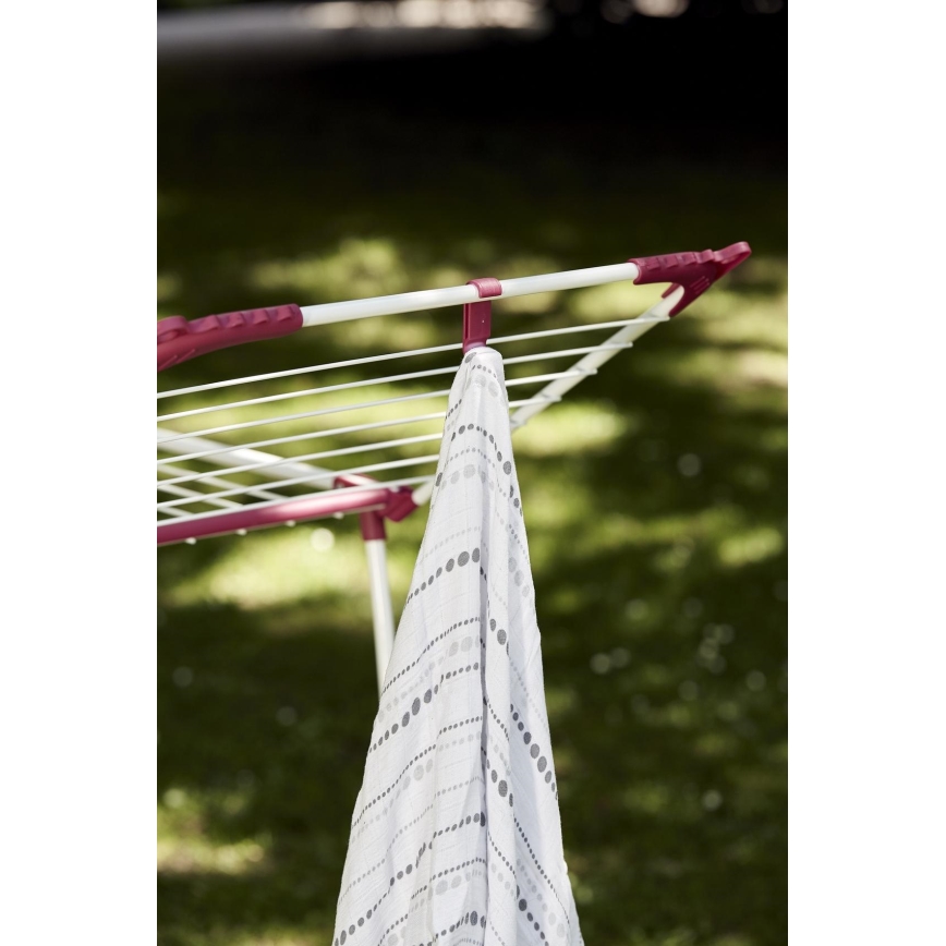 WENKO 3774021100 - Stalak za sušenje rublja SUMMER DRY 153x76 cm bijela/ružičasta