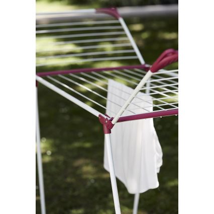 WENKO 3774021100 - Stalak za sušenje rublja SUMMER DRY 153x76 cm bijela/ružičasta