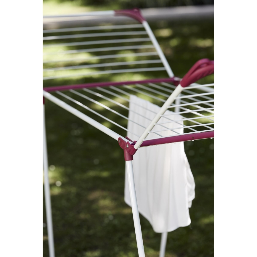 WENKO 3774021100 - Stalak za sušenje rublja SUMMER DRY 153x76 cm bijela/ružičasta