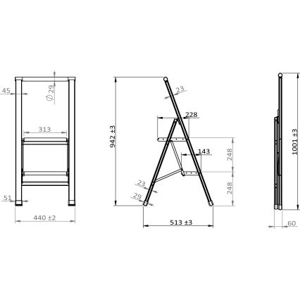 WENKO 50482100 - ALU-DESIGN sklopive ljestve 44x101 cm crne