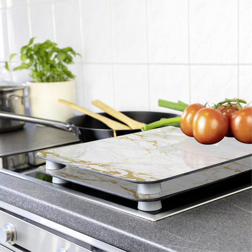 WENKO 53901100 - Zaštitni poklopac za štednjak 30x52 cm bijela/siva/prozirna