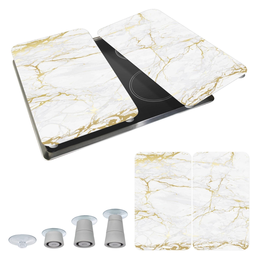 WENKO 53901100 - Zaštitni poklopac za štednjak 30x52 cm bijela/siva/prozirna