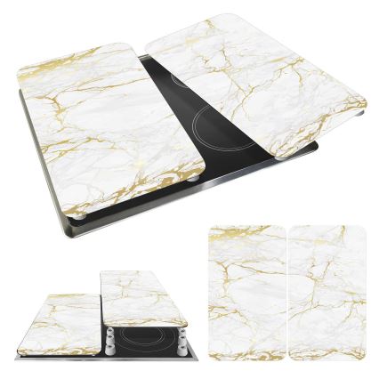 WENKO 53901100 - Zaštitni poklopac za štednjak 30x52 cm bijela/siva/prozirna
