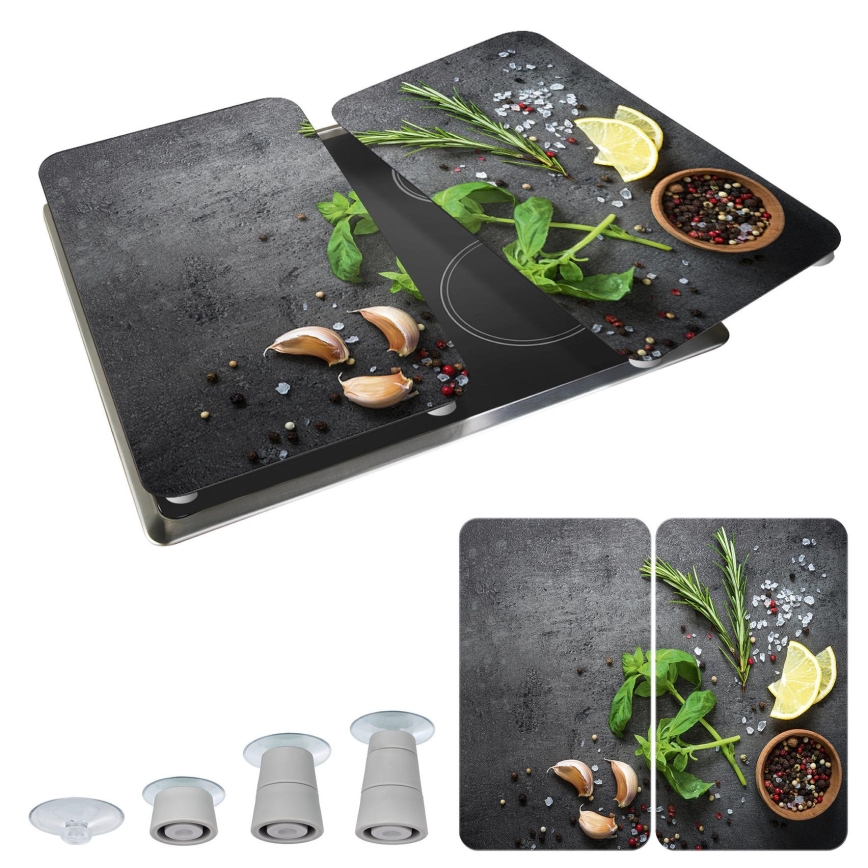 WENKO 53907100 - Poklopac za kuhalnu ploču 30x52 cm šaren/siv/proziran