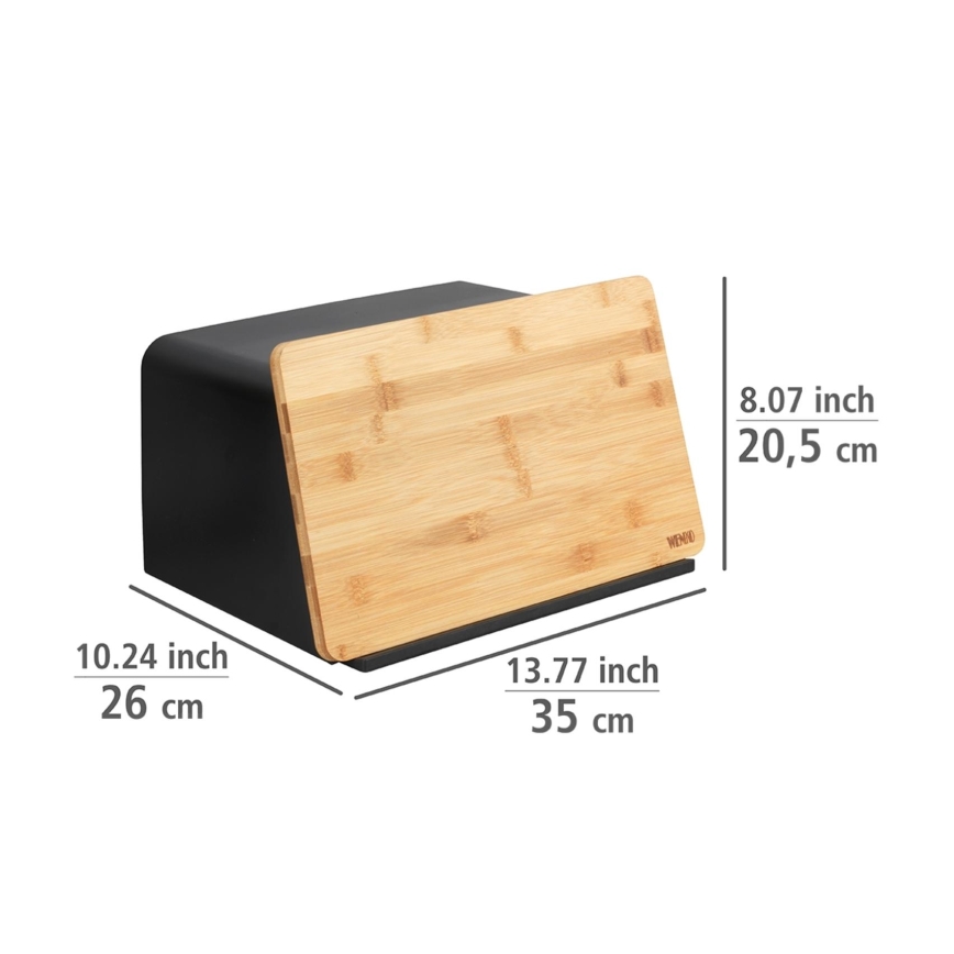 WENKO 54098100 - Kutija za kruh KUBO 35x26,5 cm crna/smeđa