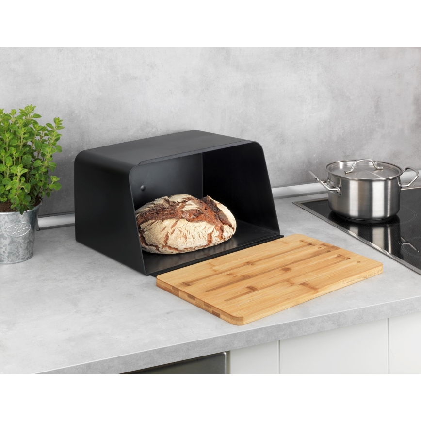 WENKO 54098100 - Kutija za kruh KUBO 35x26,5 cm crna/smeđa
