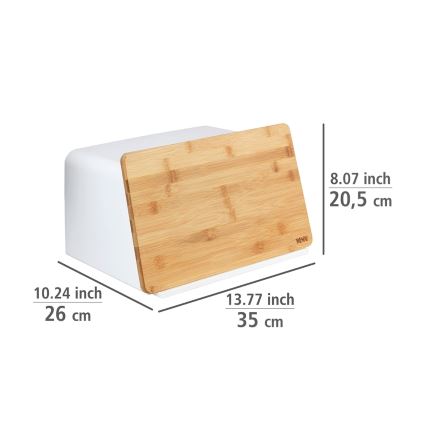 WENKO 54099100 - Kutija za kruh KUBO 35x26,5 cm bijela/smeđa