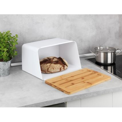 WENKO 54099100 - Kutija za kruh KUBO 35x26,5 cm bijela/smeđa