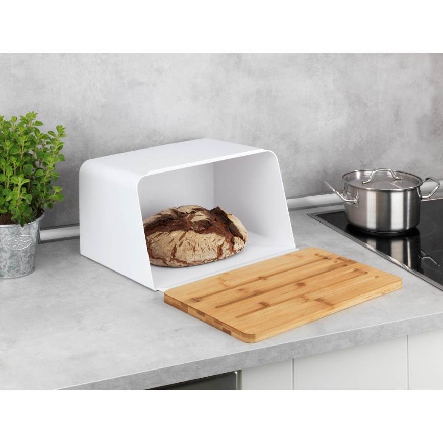 WENKO 54099100 - Kutija za kruh KUBO 35x26,5 cm bijela/smeđa