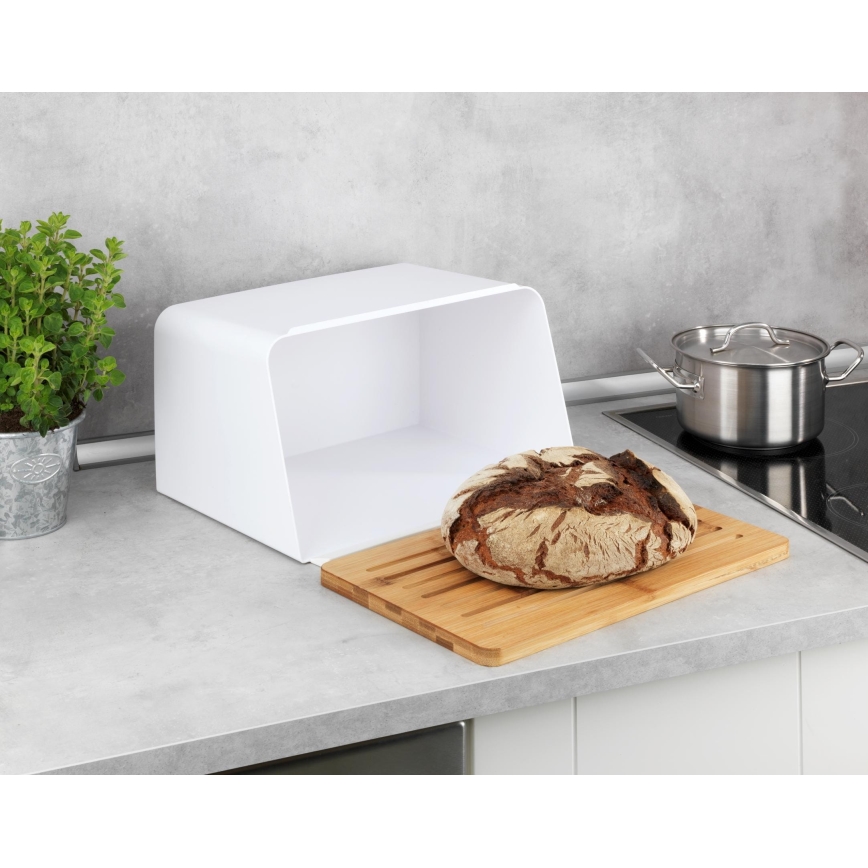 WENKO 54099100 - Kutija za kruh KUBO 35x26,5 cm bijela/smeđa