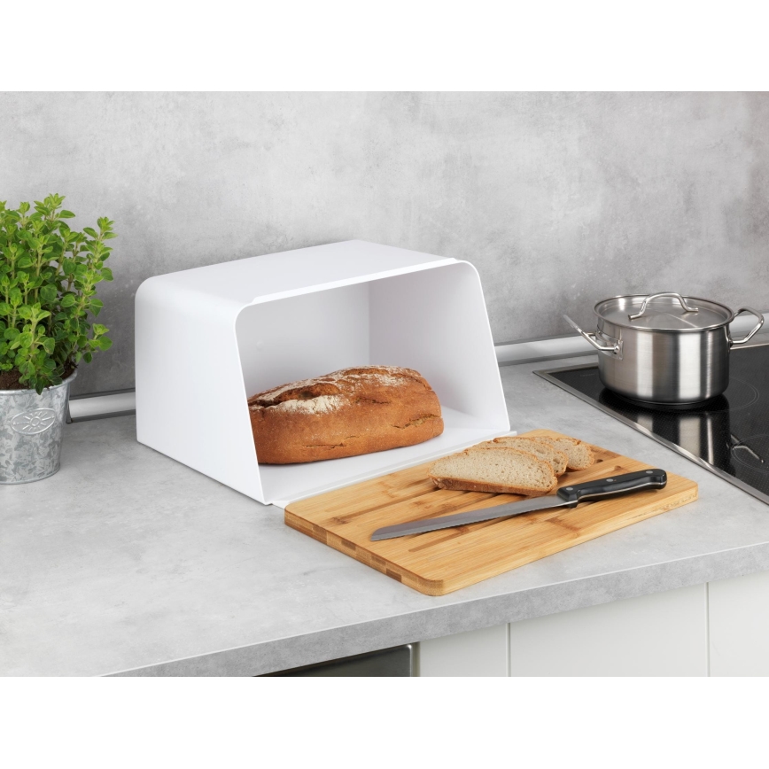 WENKO 54099100 - Kutija za kruh KUBO 35x26,5 cm bijela/smeđa