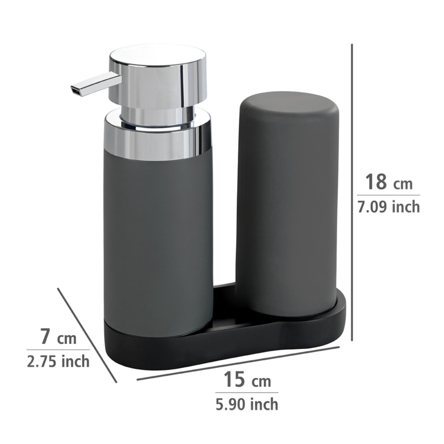 WENKO 54735100 - Stanica za pranje EASY SQUEEZ-E 15x18 cm siva/siva