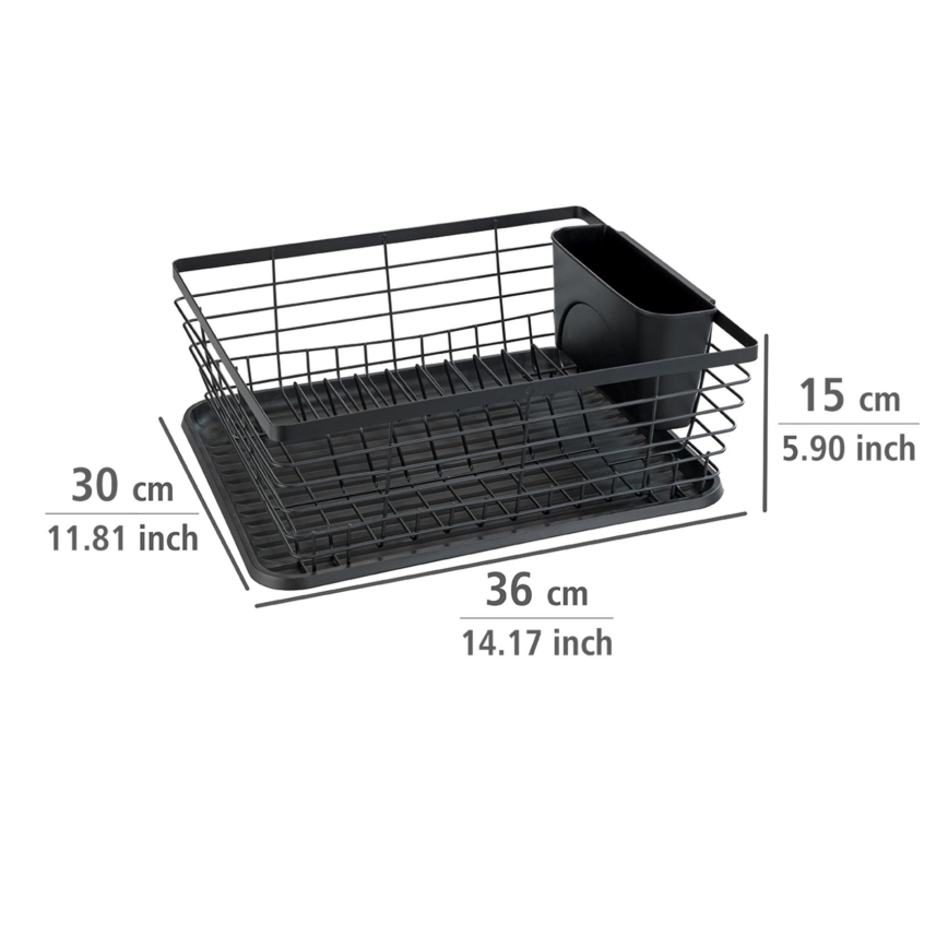 WENKO 54766100 - Ocjeđivač za posuđe BLACK OUTDOOR KITCHEN 36x30 cm crna/crna
