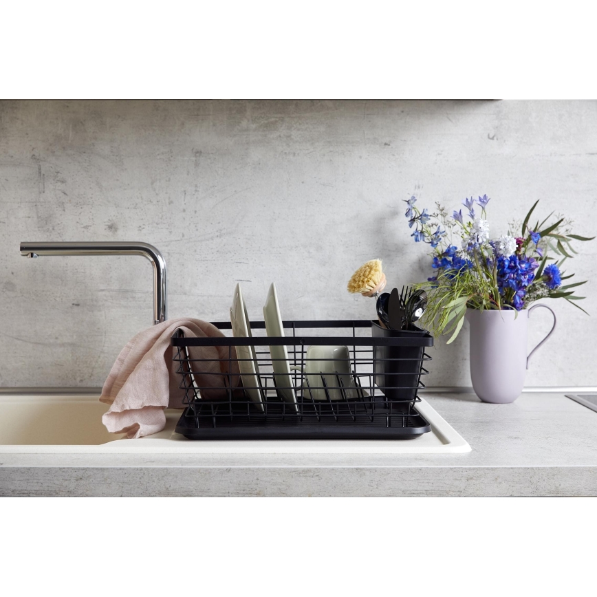 WENKO 54766100 - Ocjeđivač za posuđe BLACK OUTDOOR KITCHEN 36x30 cm crna/crna