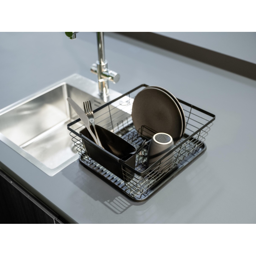 WENKO 54766100 - Ocjeđivač za posuđe BLACK OUTDOOR KITCHEN 36x30 cm crna/crna